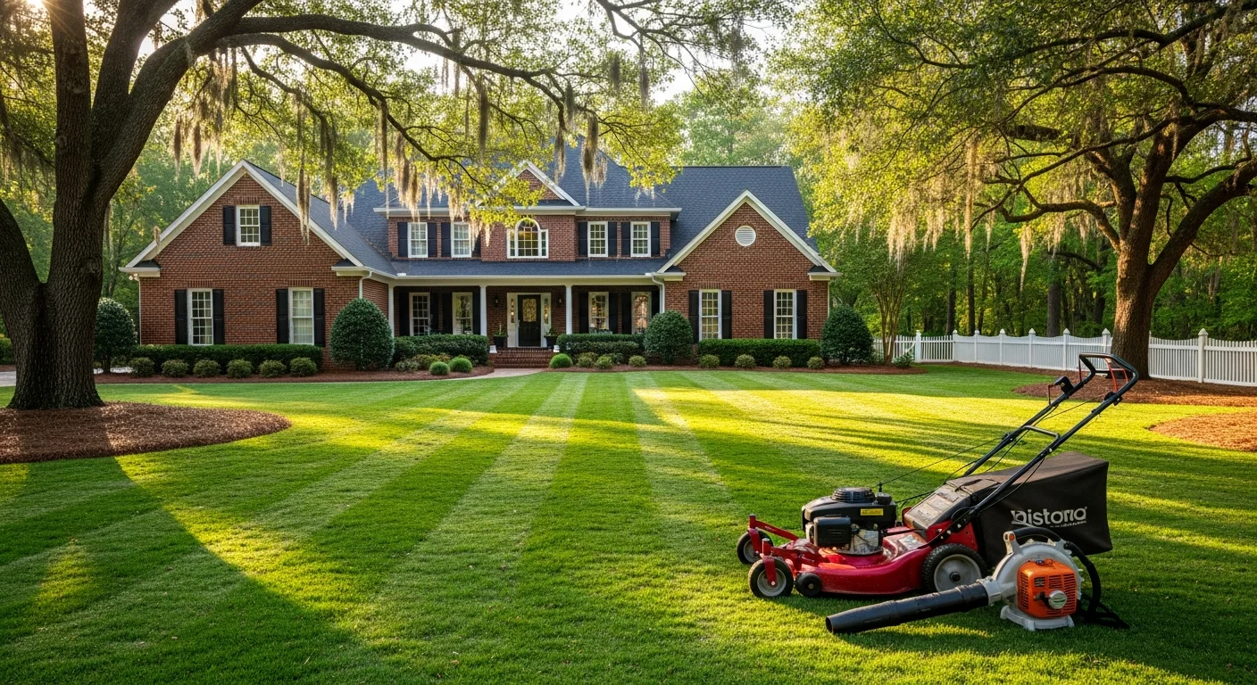 Well-maintained residential lawn with seasonal cleanup